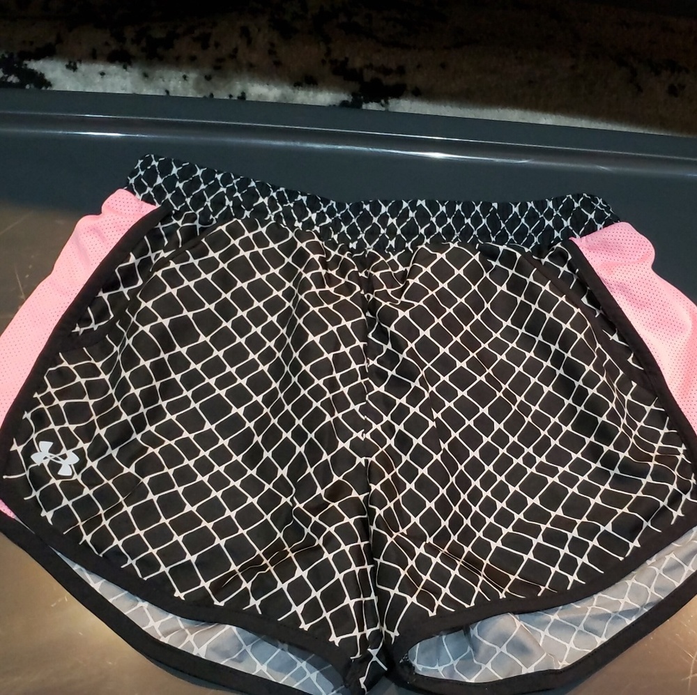 Black and pink running shorts